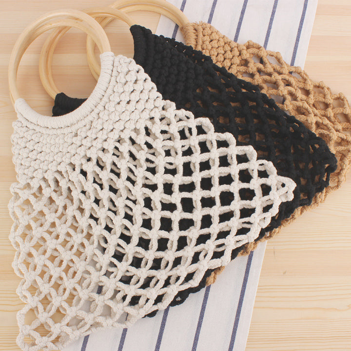 Handbag with Artistic Net Design Bowlift
