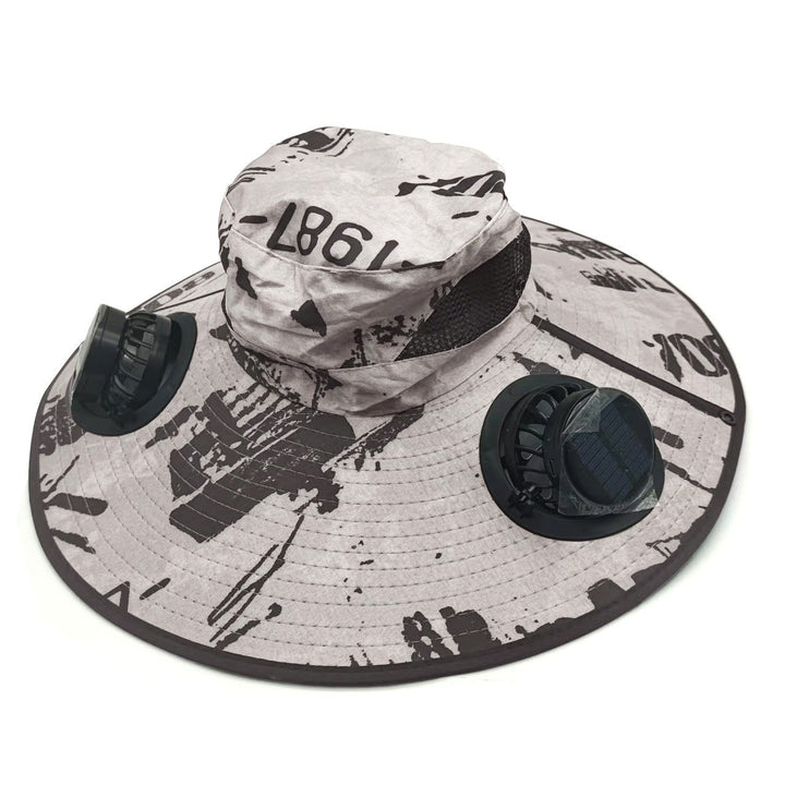 Ventilated sun hat with integrated battery fans, breathable mesh inserts, and adjustable chin strap Bowlift