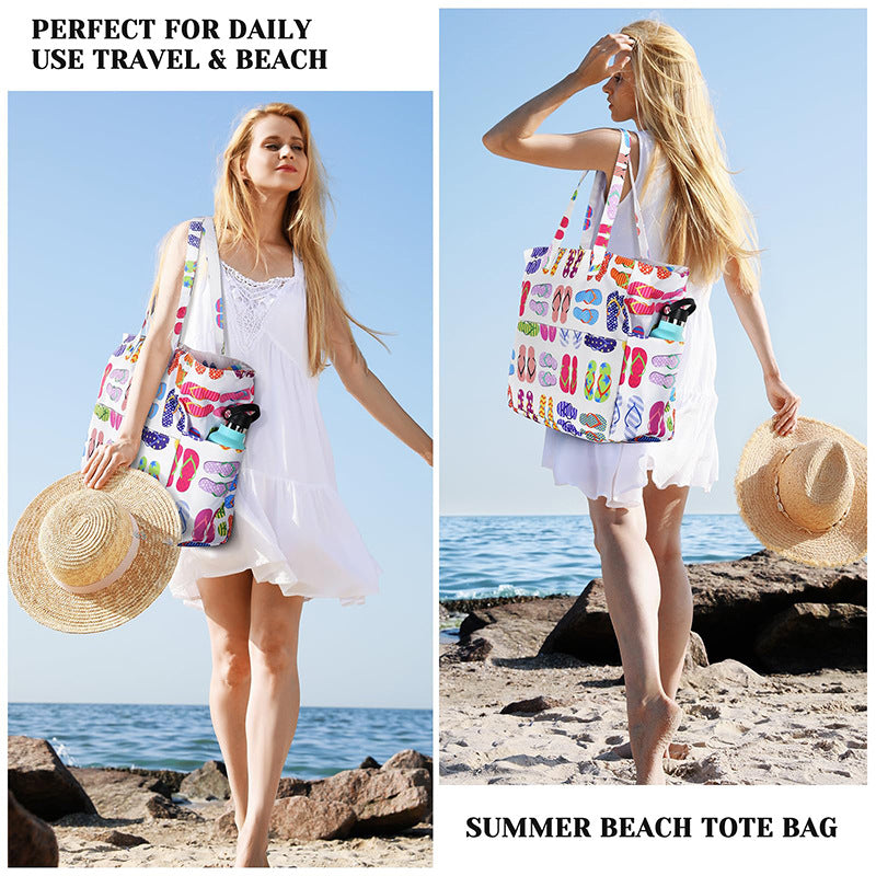 Spacious and Stylish Shopping Bag with Striped Pattern Bowlift
