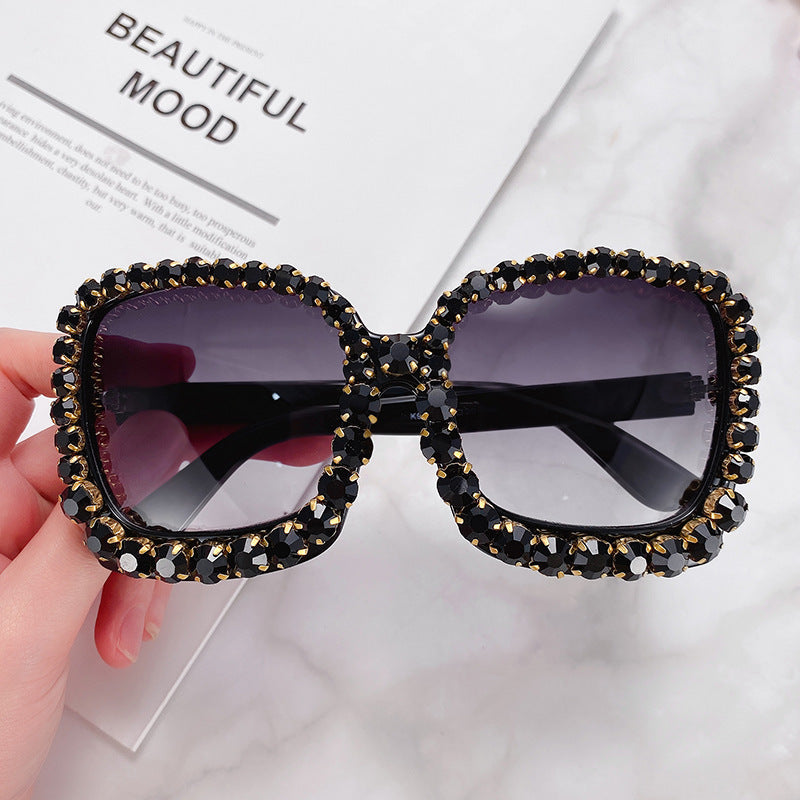 Glamorous Rhinestone-Embellished Oversized Sunglasses Bowlift