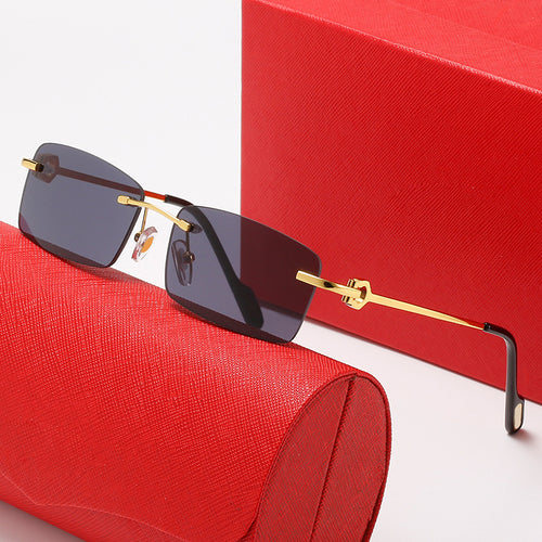 Women rectangular designer sunglasses with elegant metal frame Bowlift