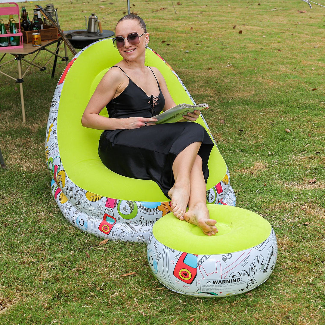 Women's Inflatable Comfort Bean Bag Chair with Footrest Bowlift