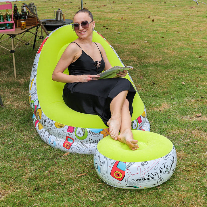 Women's Inflatable Comfort Bean Bag Chair with Footrest Bowlift