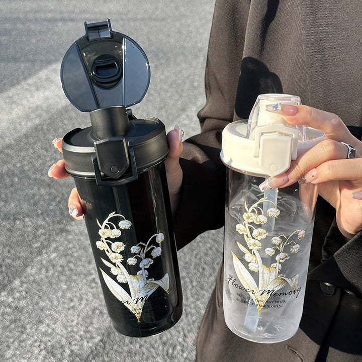 Women's Insulated Drinking Bottle with Elegant Flower Design Bowlift