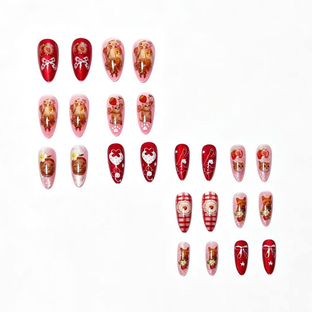 Cat-Themed Artistic Press-On Nail Set Bowlift