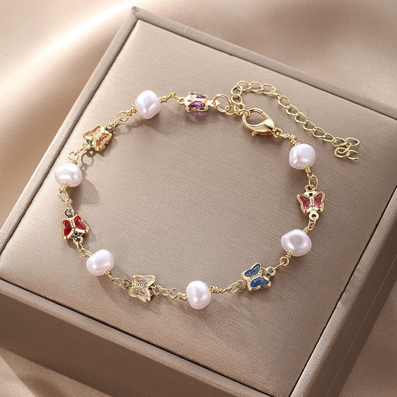 Butterfly and Daisy Charm Anklet Bowlift