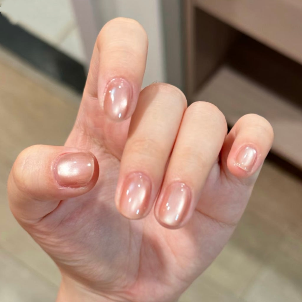 Glossy Natural Short Press-On Nails Bowlift
