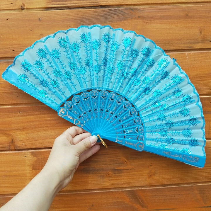 Women's high-quality lace fan with artistic floral motifs Bowlift