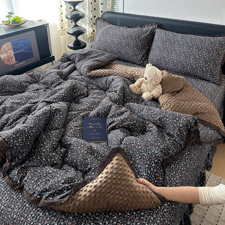 Plush Minky Dot Quilted Comforter Set