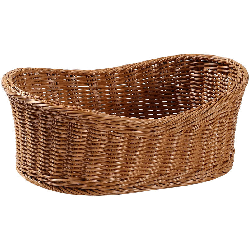 Woven Natural Fiber Storage Basket with Curved Design Bowlift