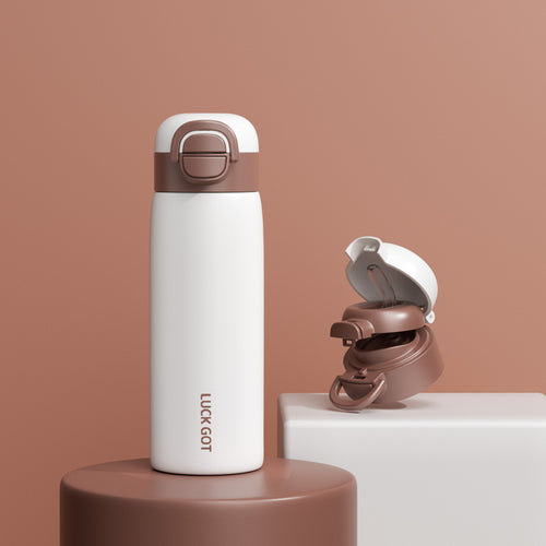 Women Insulated Water Bottle with Integrated Push-Button Mechanism Bowlift