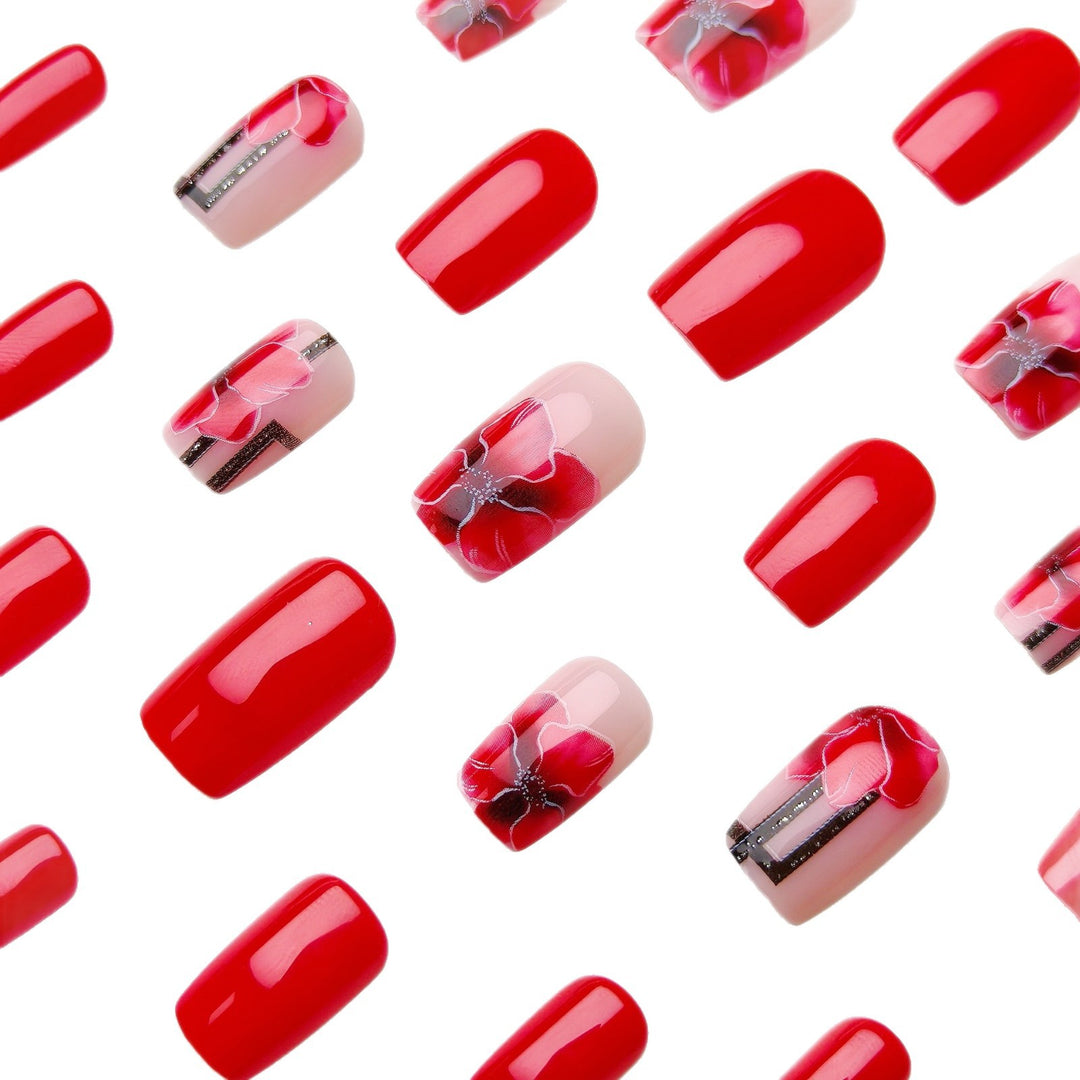 Floral Acrylic Nail Art Bowlift