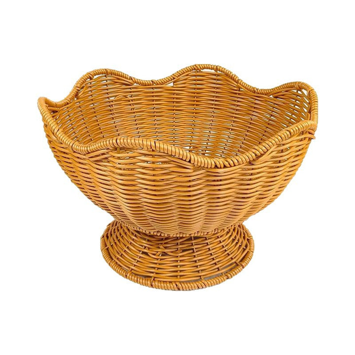 Unisex Rattan Fruit Bowl with Elegant Wave Lines Bowlift
