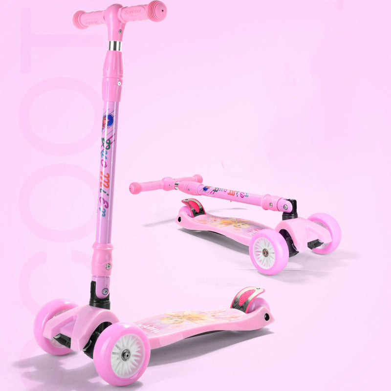 Foldable Light-Up Three-Wheel Scooter Bowlift
