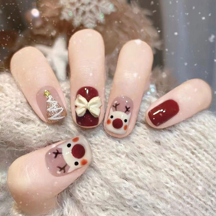 Festive-Themed Press-On Nail Art Set Bowlift