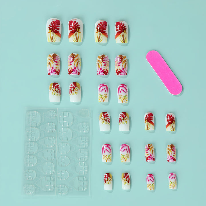Stylish artificial nails with botanical designs Bowlift