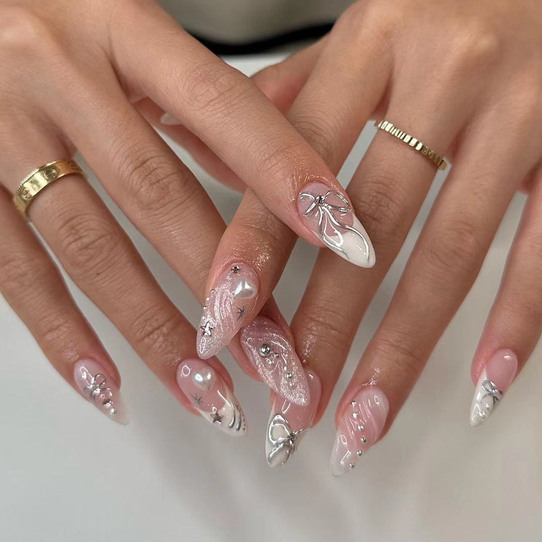 Artful stiletto nails with elegant decoration Bowlift