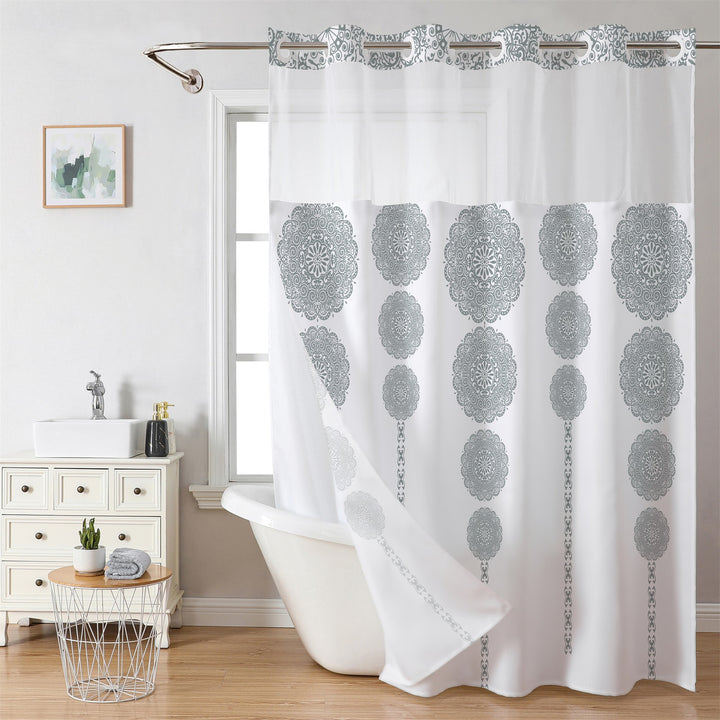 Tropical Leaf Print Shower Curtain Bowlift