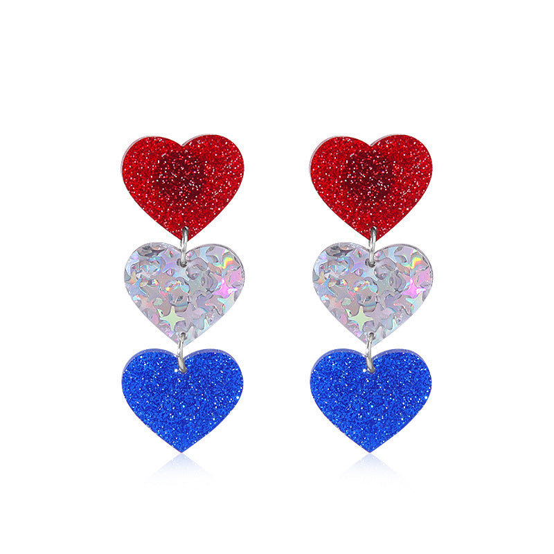 Women's lightweight star earrings with enamel flag design and fishhook Bowlift