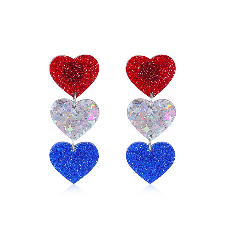Women's lightweight star earrings with enamel flag design and fishhook Bowlift