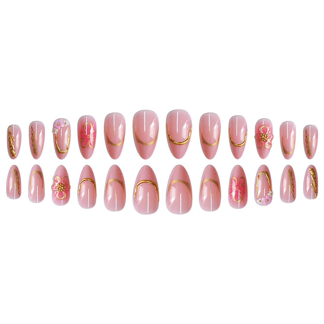Decorative Floral Press-On Nail Art Set Bowlift