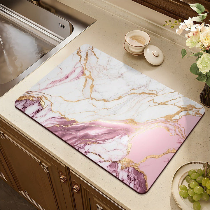 Stylish Marble-Effect Kitchen Mat Bowlift