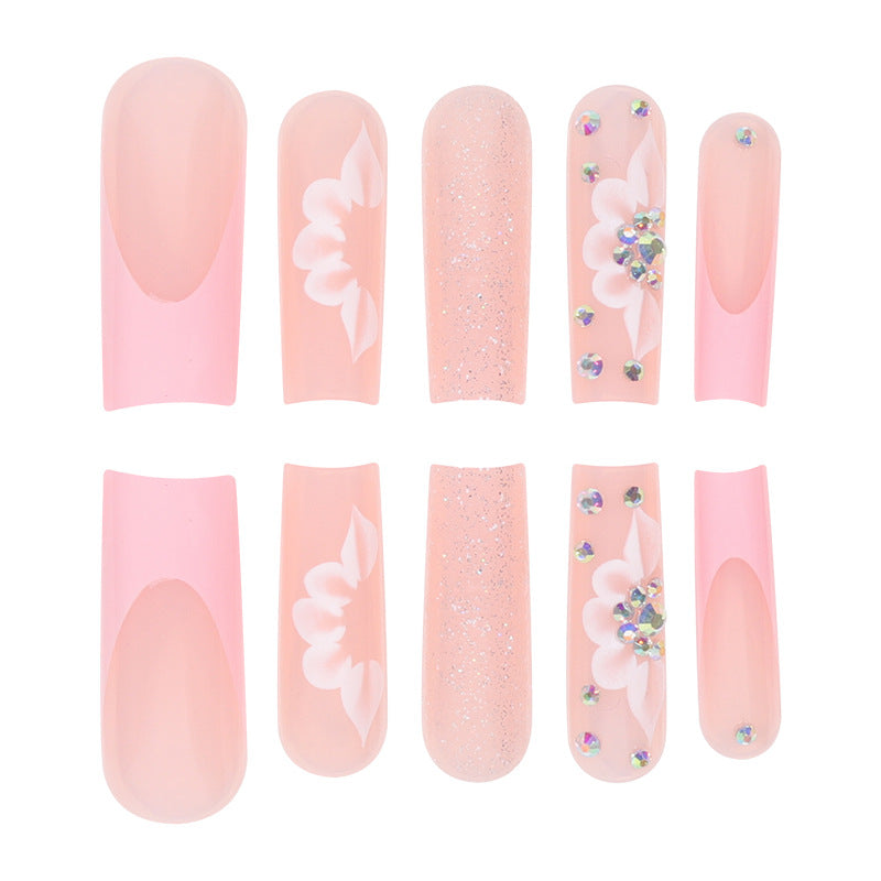 Glamorous Floral Press-On Nail Set Bowlift