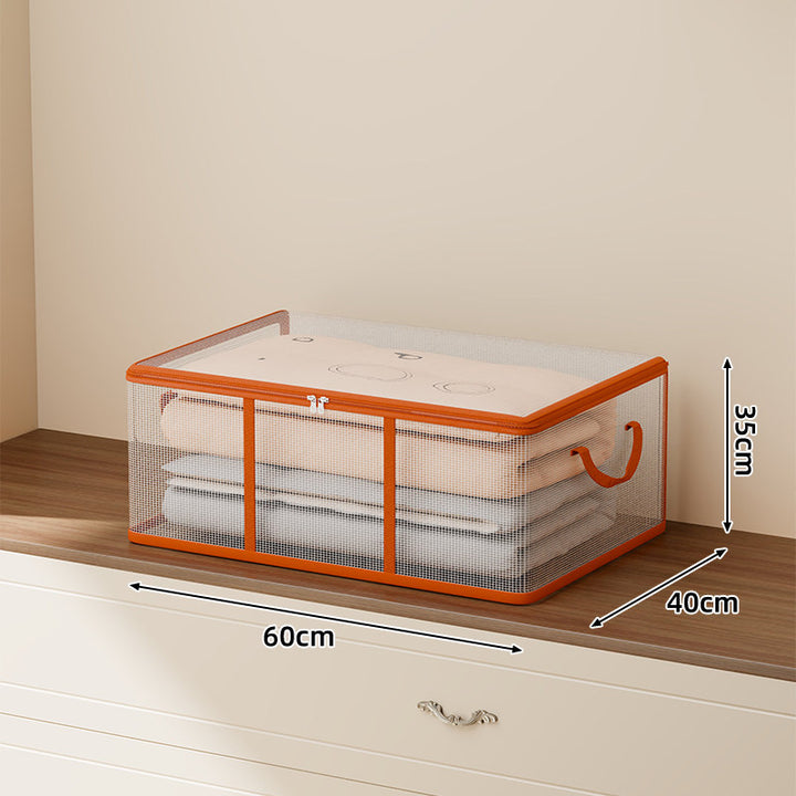 Breathable Mesh Zippered Foldable Storage Container with Reinforced Handles