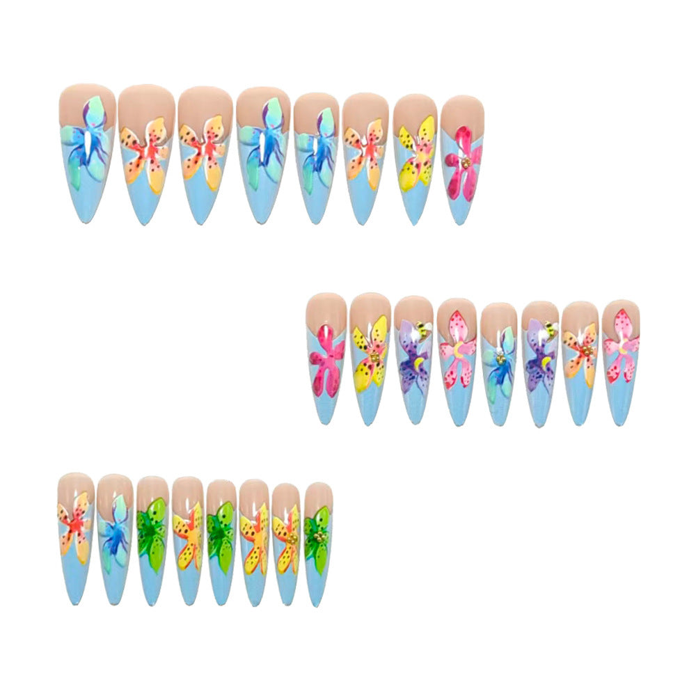 Acrylic nails with floral 3D applications Bowlift