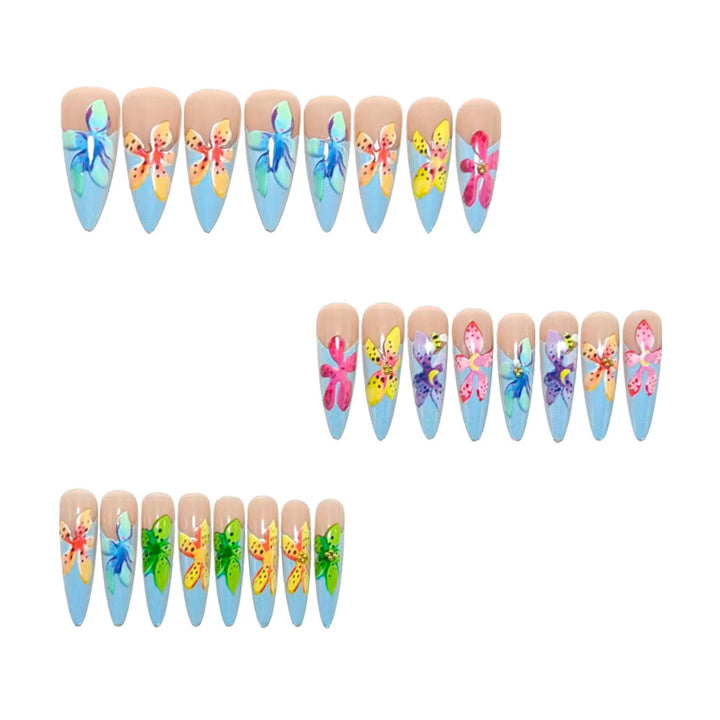 Acrylic nails with floral 3D applications Bowlift