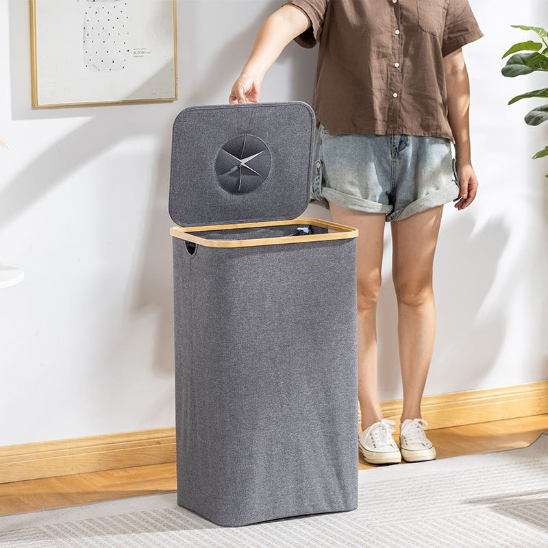 Modern waste separation container with removable inner insert and bamboo lid Bowlift