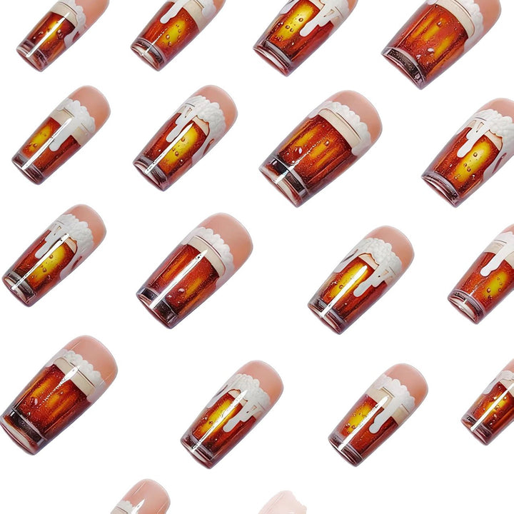 Artificial nails with Creative Beer Glass Design Bowlift