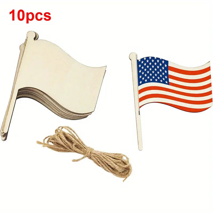 Unisex nan set made of wooden flags for painting and decorating with jute string Bowlift