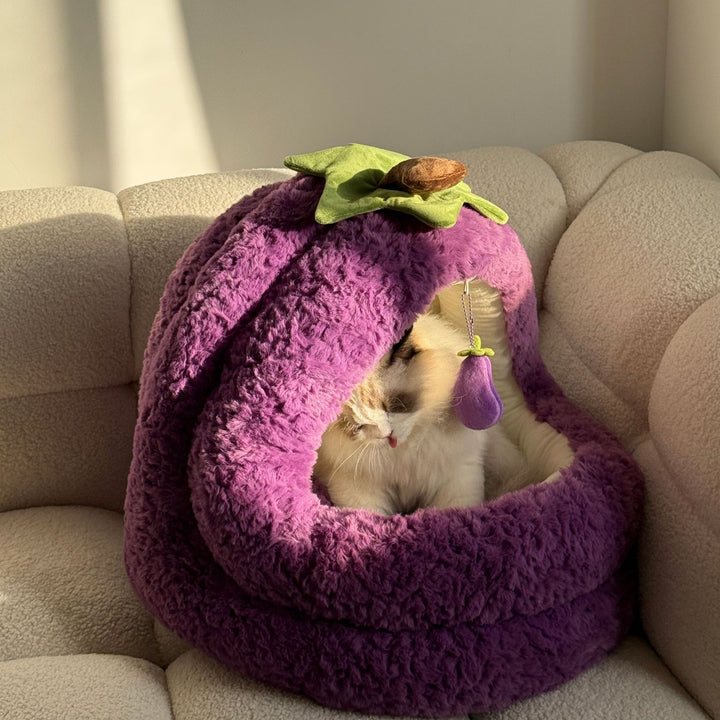 Avocado-Themed Cozy  Cave   Dog Bed