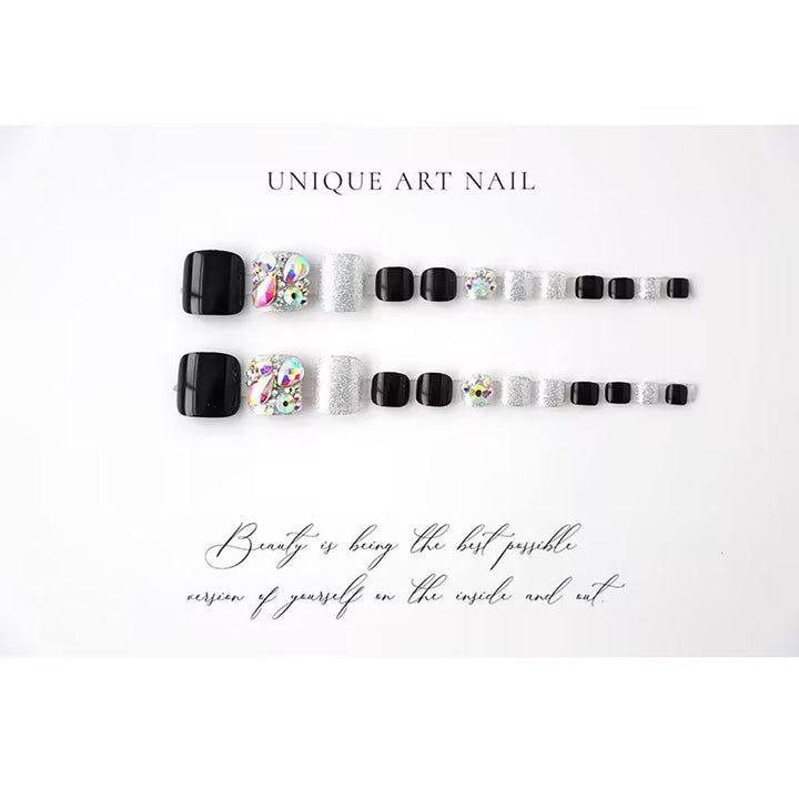 Shimmering Crystal-Embellished Press-On Toenails Bowlift