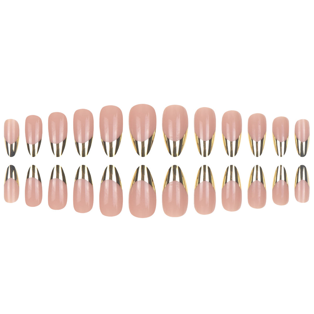 Elegant Metallic Tip Press-On Nails Bowlift