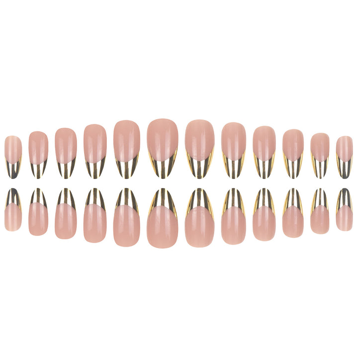 Elegant Metallic Tip Press-On Nails Bowlift