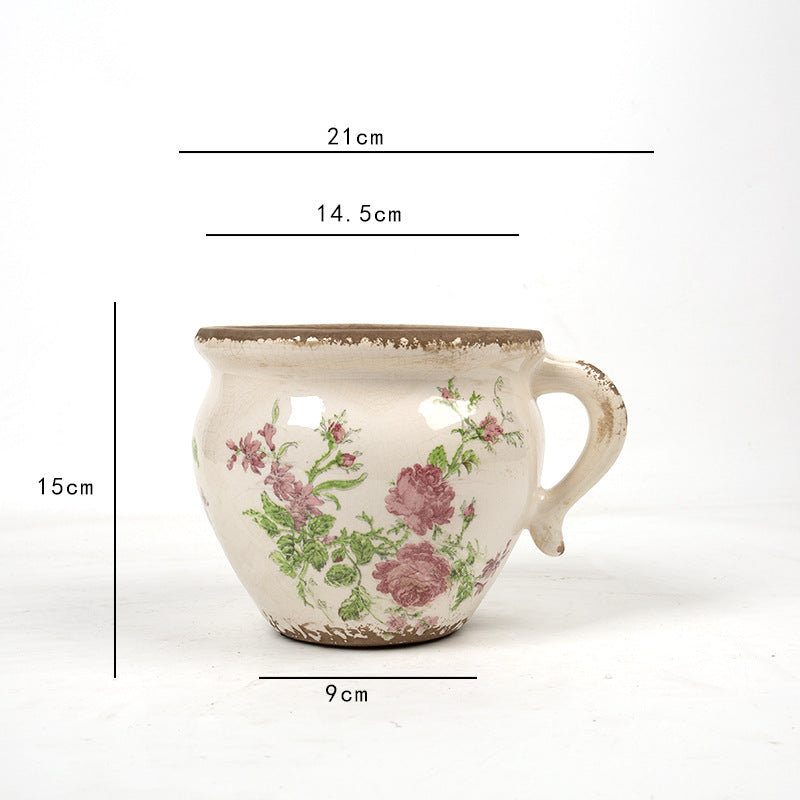 Decorative ceramic pot with floral pattern Bowlift