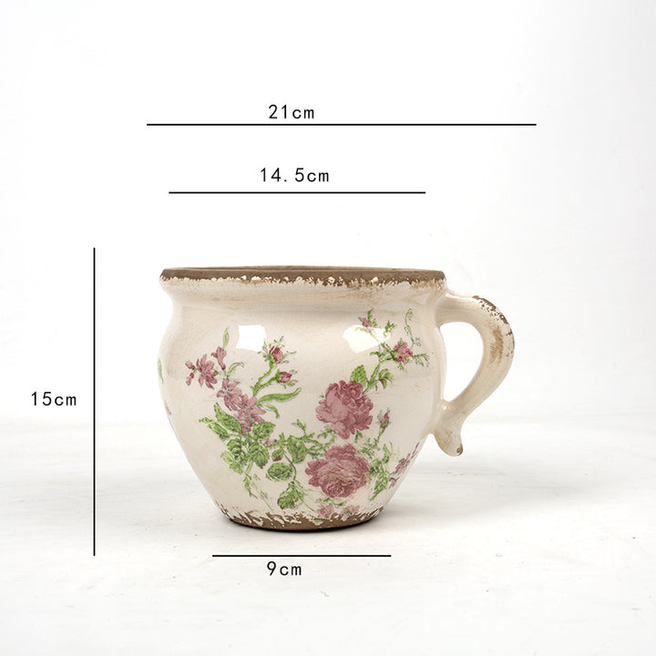 Decorative ceramic pot with floral pattern Bowlift