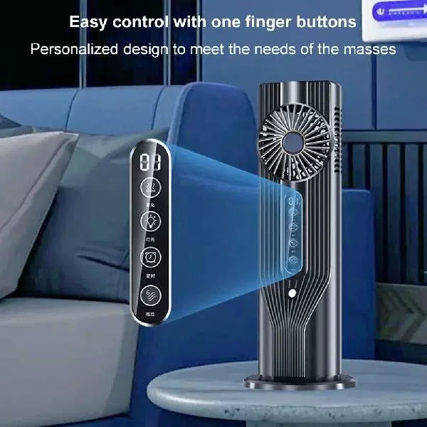 Unisex one size rechargeable vertical desktop fan with LED display touch control adjustable tilt base Bowlift