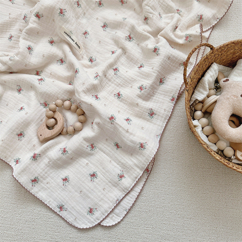 Unisex cuddly muslin blanket with elegant floral pattern Bowlift