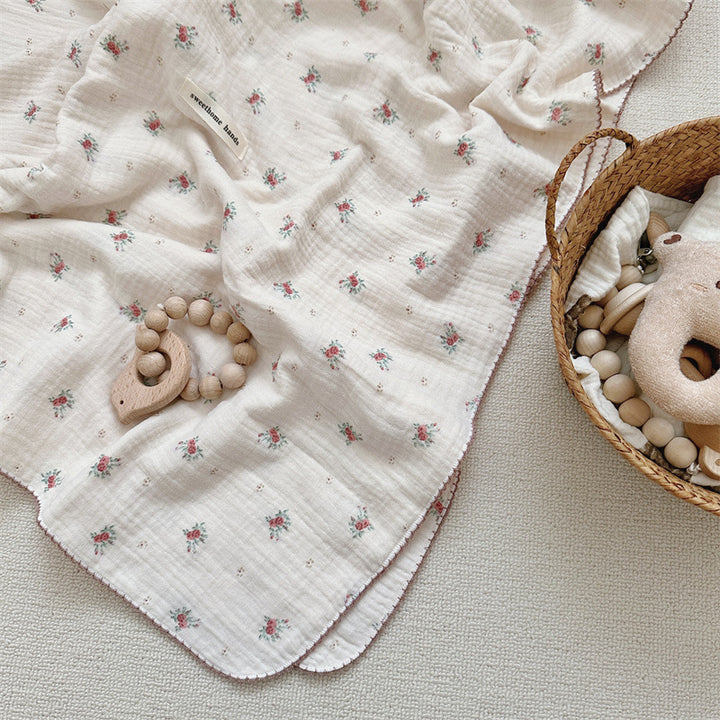 Unisex cuddly muslin blanket with elegant floral pattern Bowlift