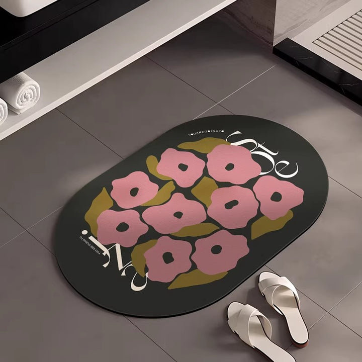 Stylish Floral-Themed Bathroom Mat