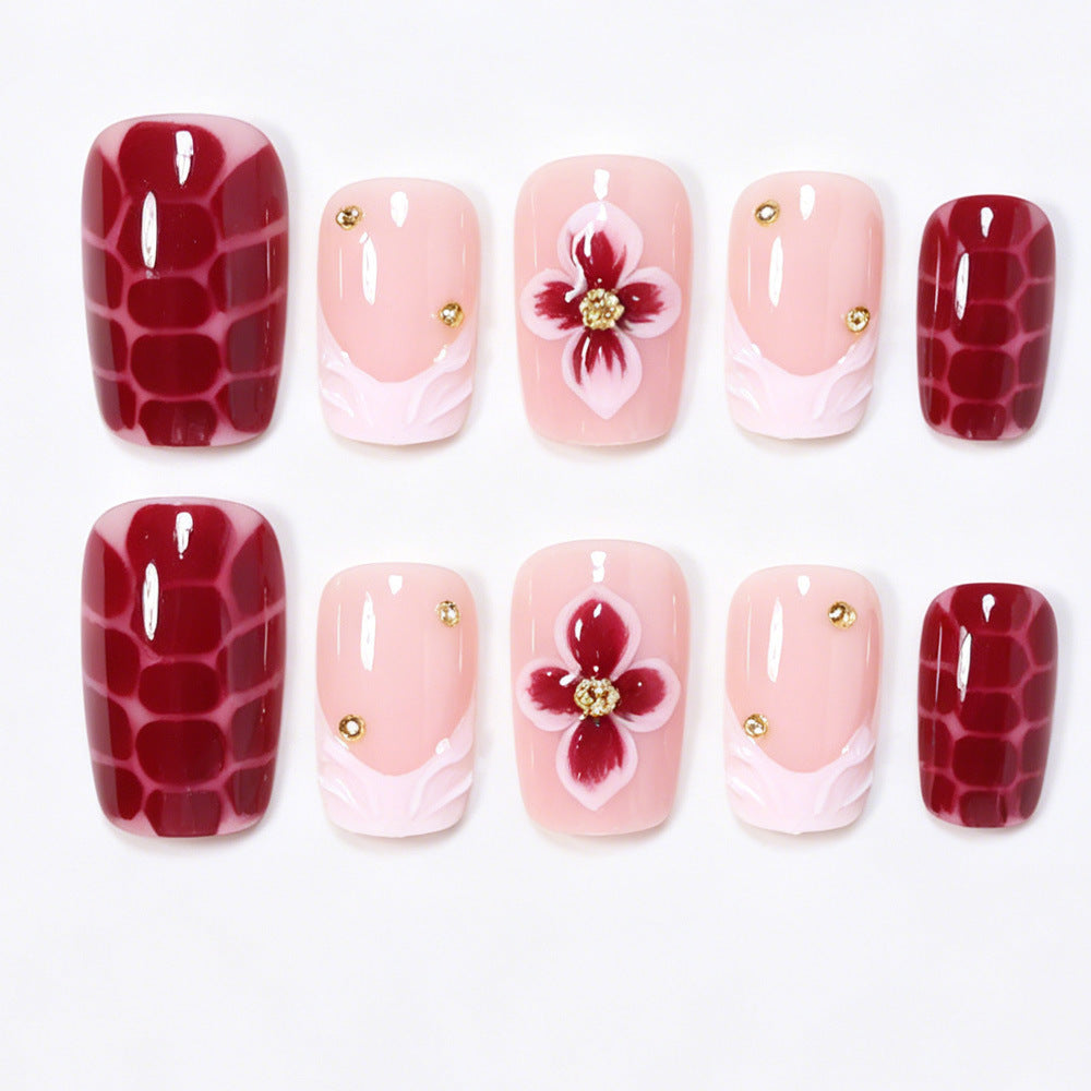 Elegant Floral Acrylic Nail Art Tips Bowlift
