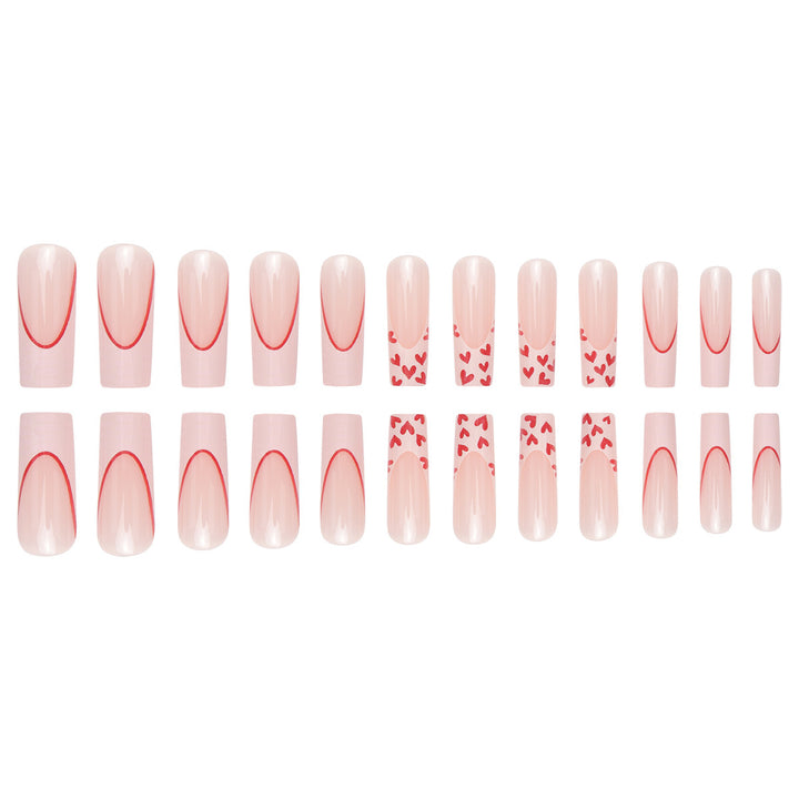 Romantic Heart-Accent Press-On Nail Set Bowlift