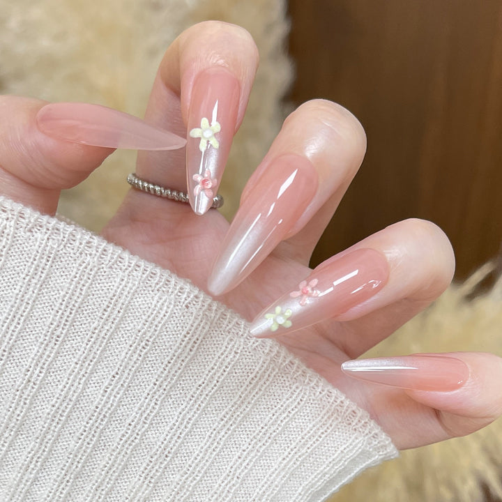 Floral-Embellished Stiletto Press-On Nails Bowlift