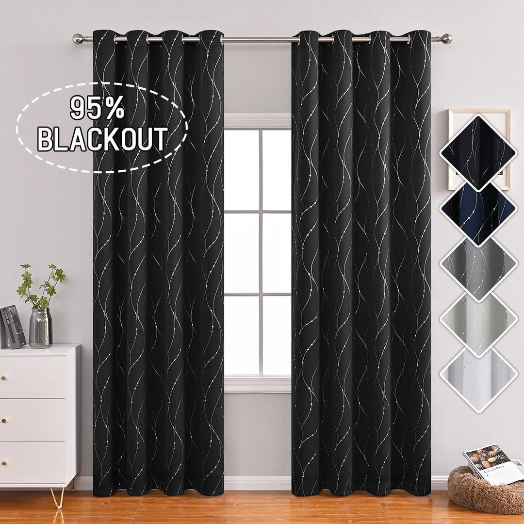 Blackout Wave Pattern Window Curtains