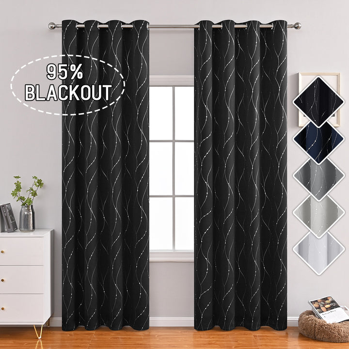 Blackout Wave Pattern Window Curtains