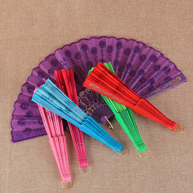 Women's folding fan with artistic decorations Bowlift
