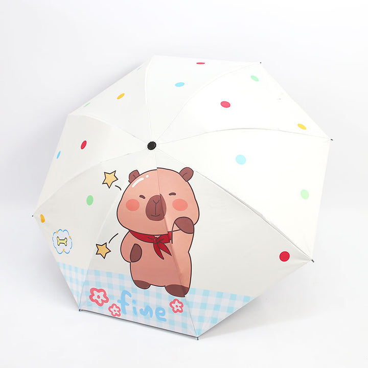 Women's Folding Umbrella with Animal Character Bowlift